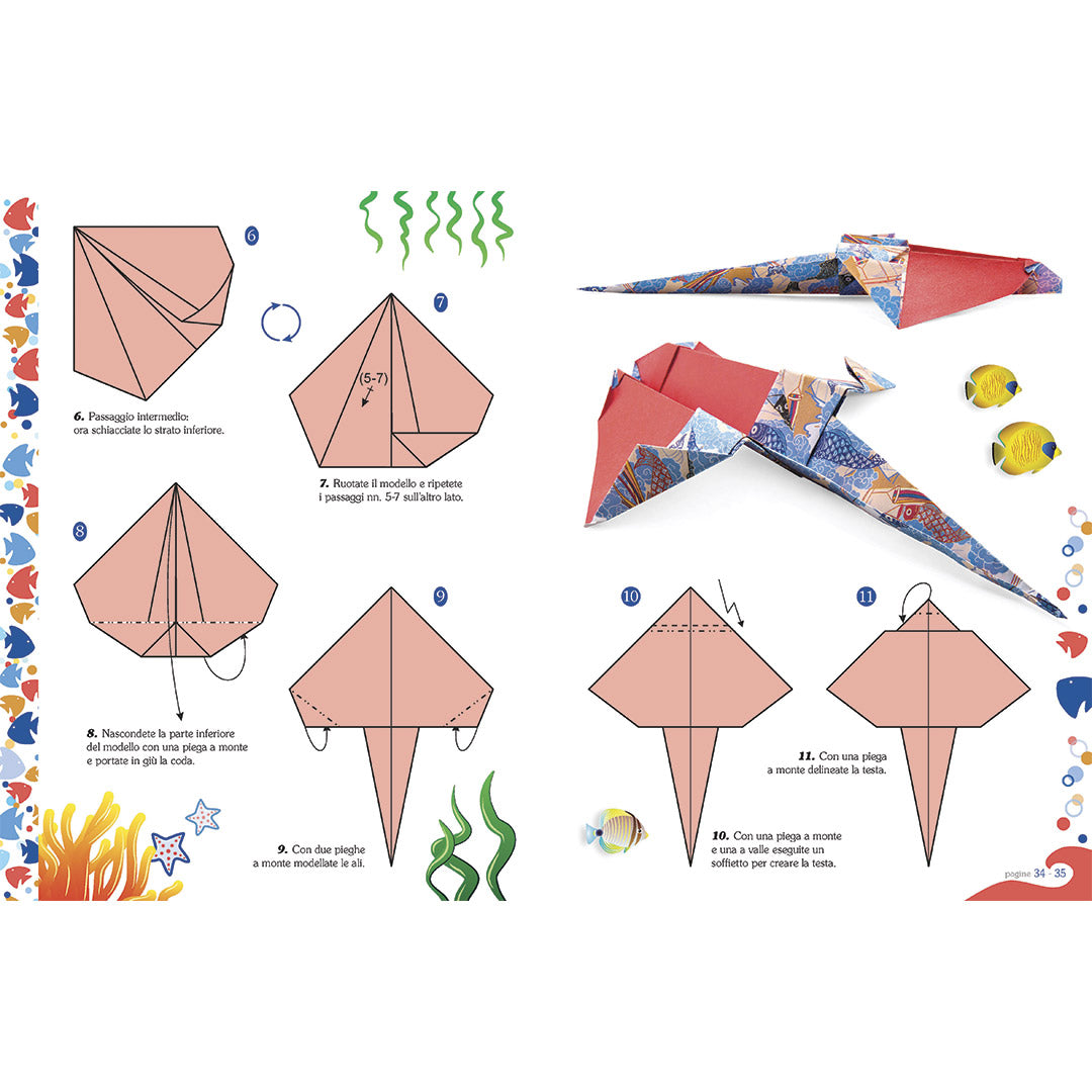 Sea animals in origami, easy for children